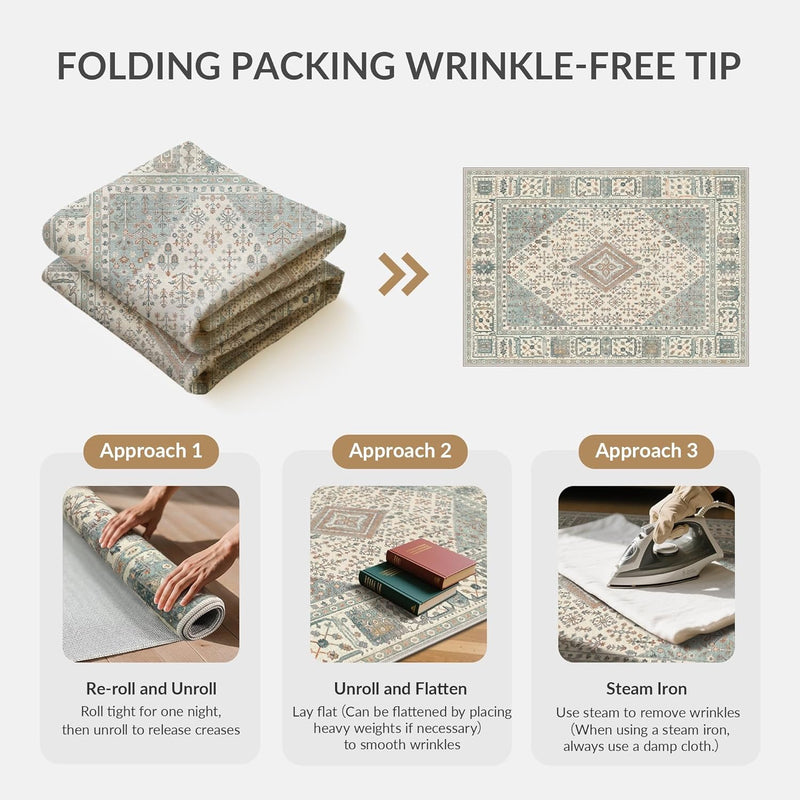 Rugs Living Room Washable Short Pile Sage