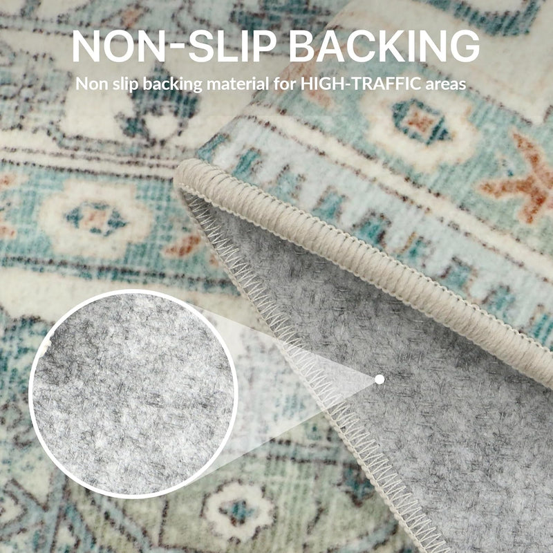 Rugs Living Room Washable Short Pile Sage