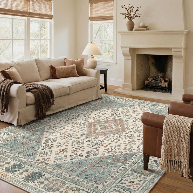Rugs Living Room Washable Short Pile Sage