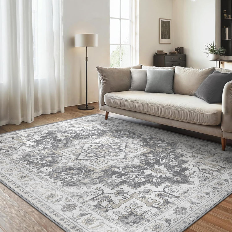 Rugs Living Room Washable Short Pile Sage