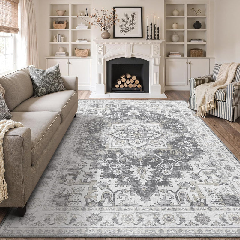 Rugs Living Room Washable Short Pile Sage