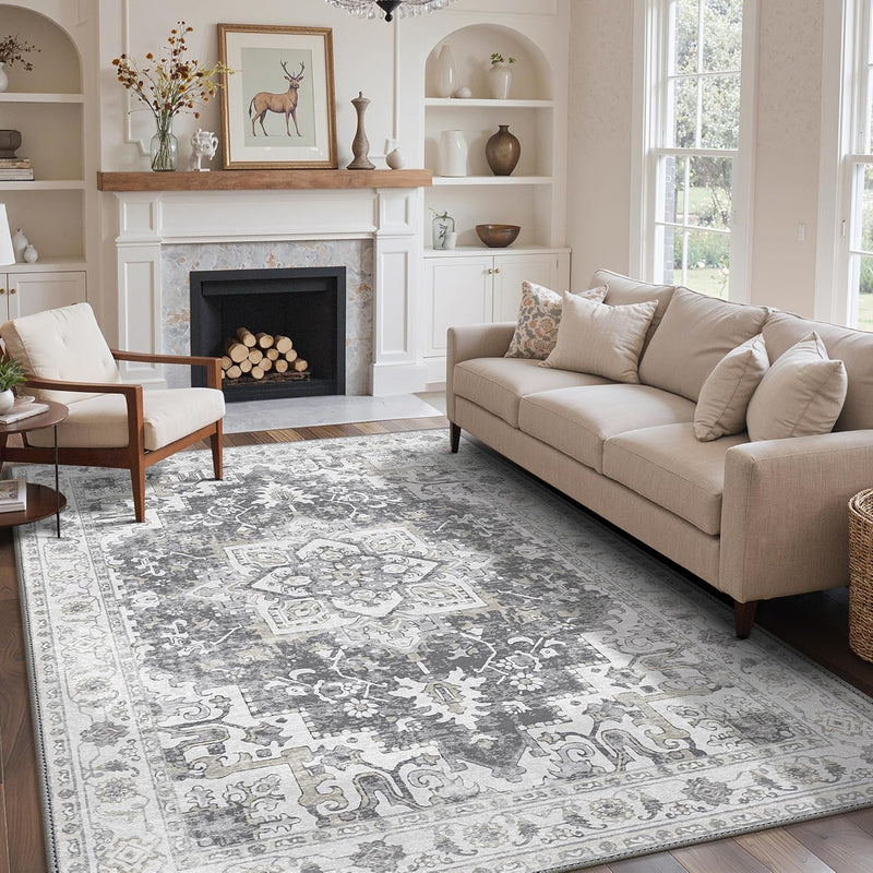 Rugs Living Room Washable Short Pile Sage