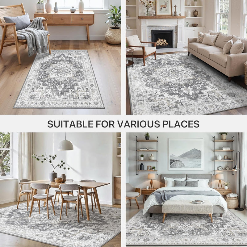 Rugs Living Room Washable Short Pile Sage