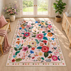 Rugs Living Room Machine Washable Floral Rug