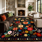 Rugs Living Room Machine Washable Floral Rug