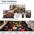 Rugs Living Room Machine Washable Floral Rug
