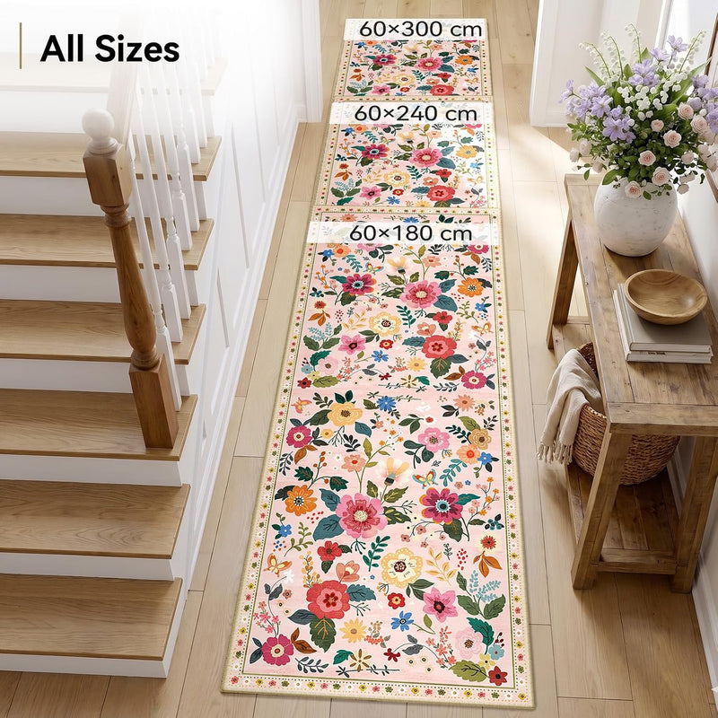 Rugs Living Room Machine Washable Floral Rug