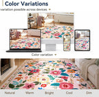 Rugs Living Room Machine Washable Floral Rug