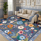 Rugs Living Room Machine Washable Floral Rug