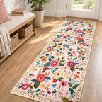 Rugs Living Room Machine Washable Floral Rug