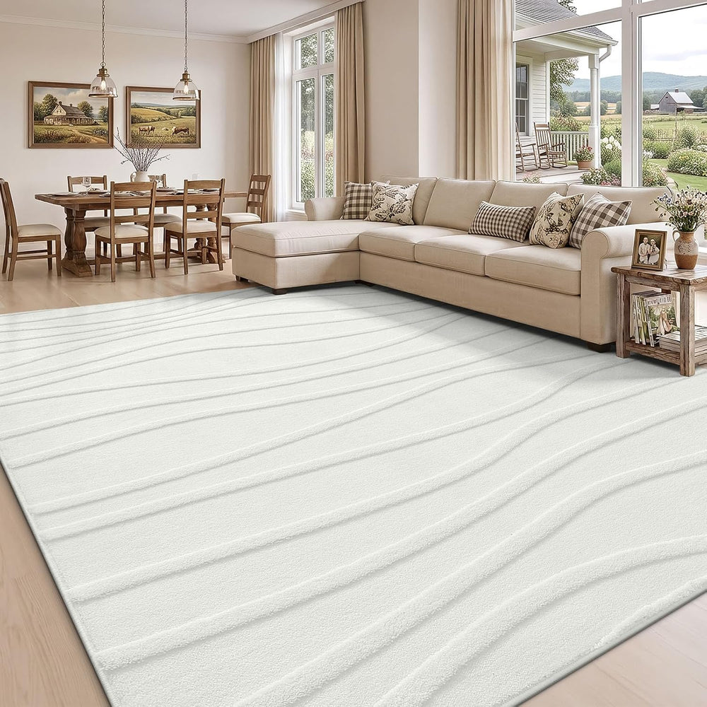 Rugs Living Room Soft Plush Wave Pattern