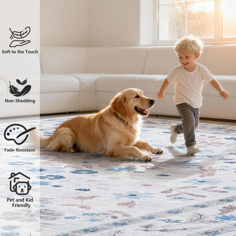 Rugs Living Room Vintage Floral Rug Washable