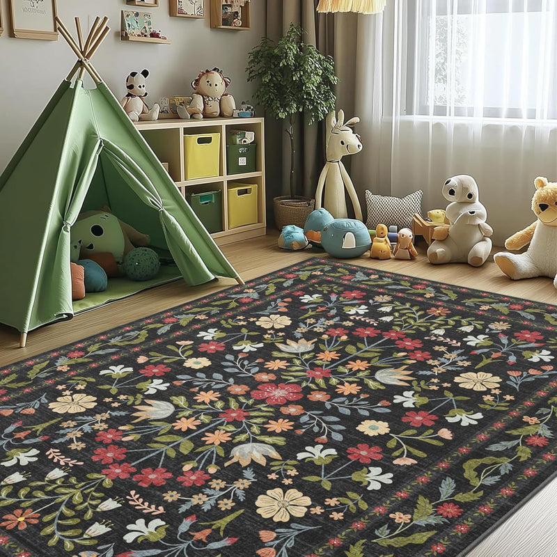 Rugs Living Room Vintage Floral Rug Washable