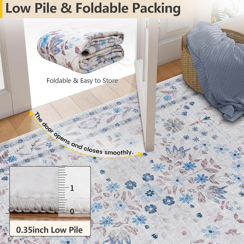 Rugs Living Room Vintage Floral Rug Washable