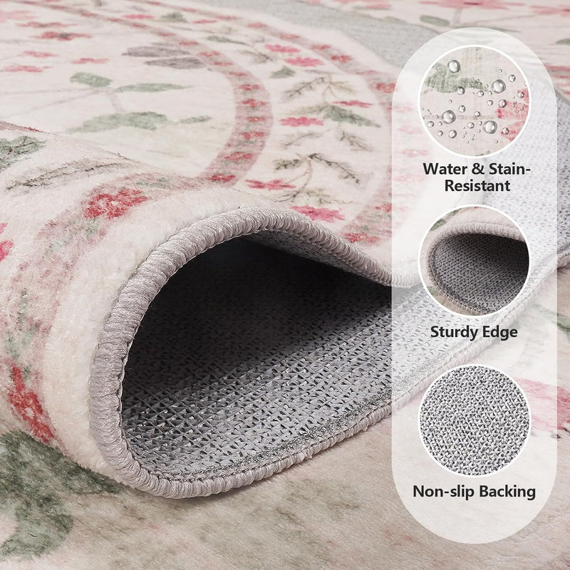 Rugs Living Room Vintage Floral Rug Washable