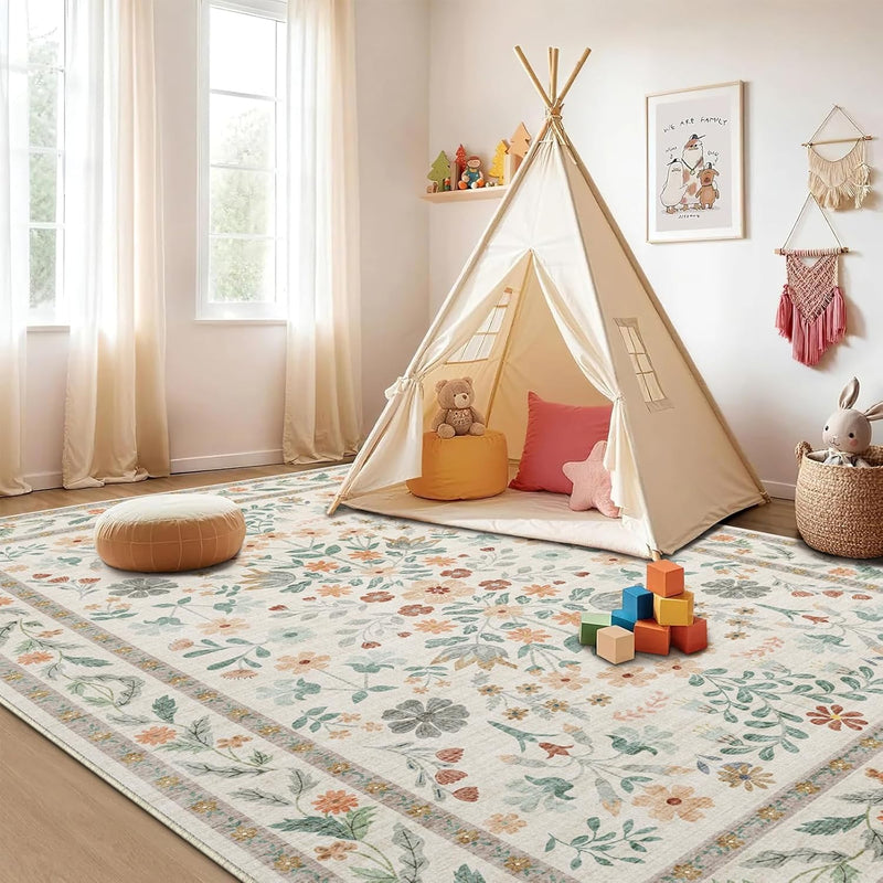 Rugs Living Room Vintage Floral Rug Washable