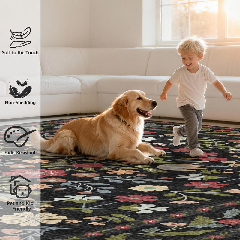 Rugs Living Room Vintage Floral Rug Washable
