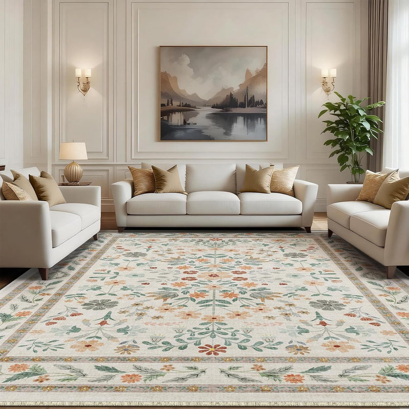 Rugs Living Room Vintage Floral Rug Washable