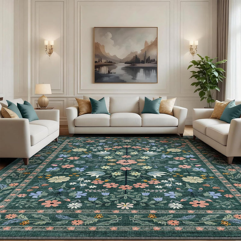 Rugs Living Room Vintage Floral Rug Washable