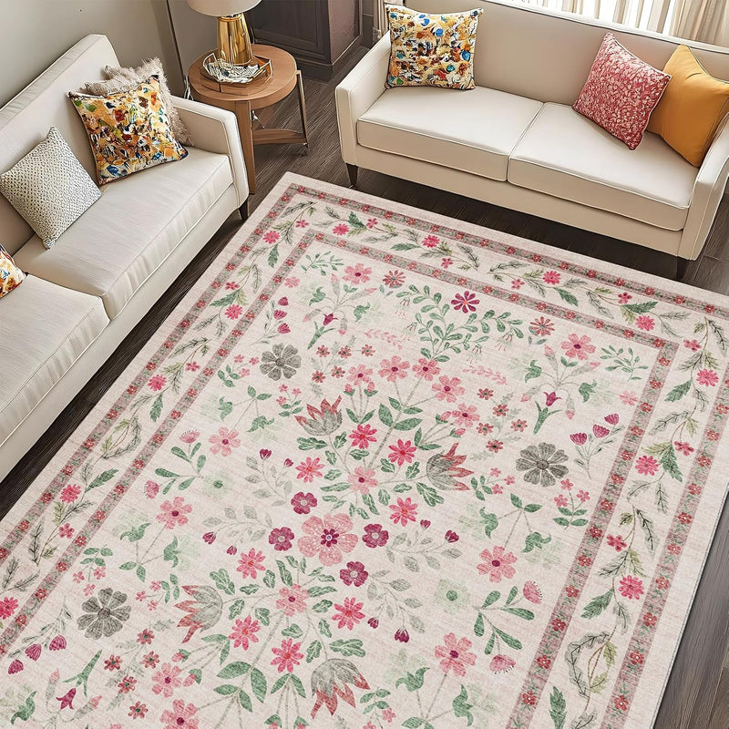 Rugs Living Room Vintage Floral Rug Washable