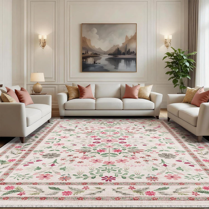 Rugs Living Room Vintage Floral Rug Washable