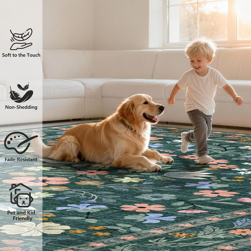 Rugs Living Room Vintage Floral Rug Washable