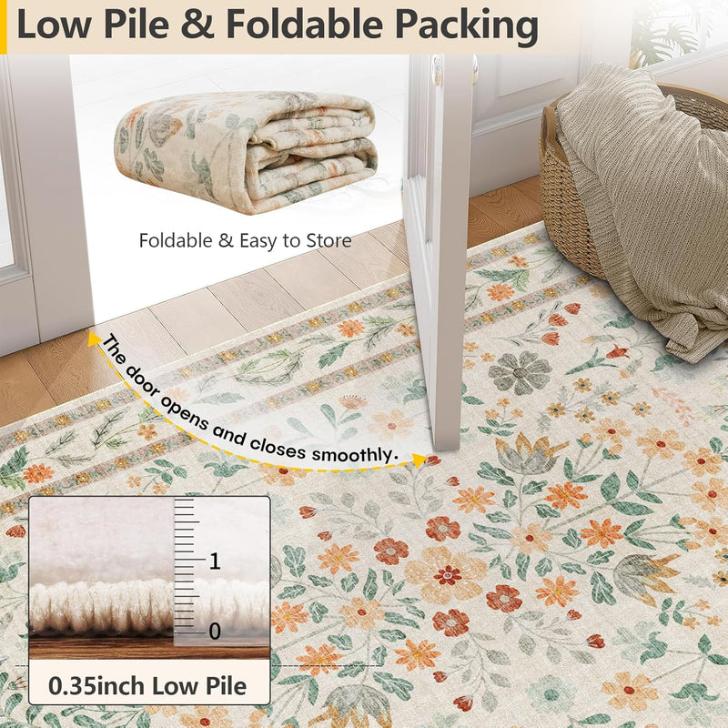 Rugs Living Room Vintage Floral Rug Washable