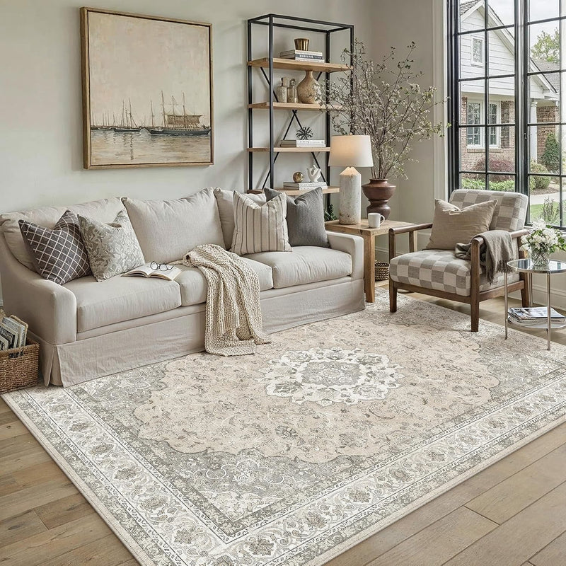 Rugs Living Room Vintage Machine Washable Non