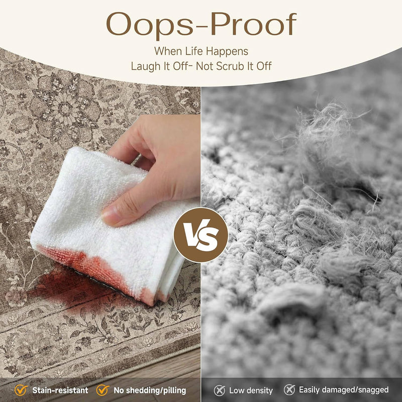 Rugs Living Room Vintage Machine Washable Non
