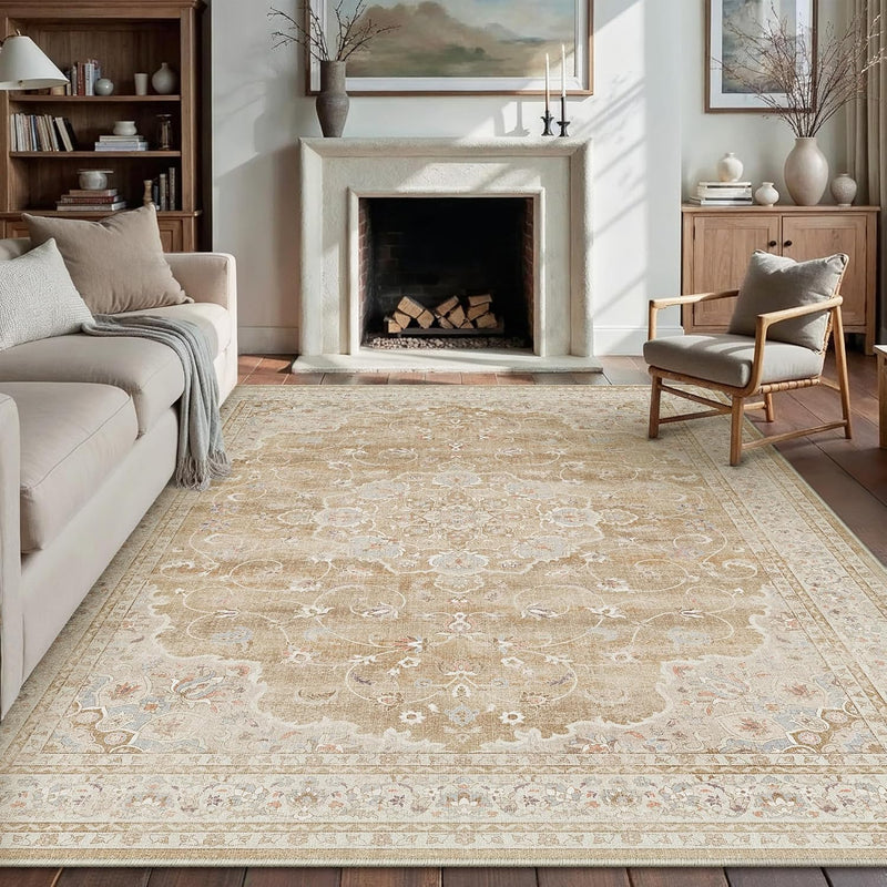 Rugs Living Room Vintage Machine Washable Non