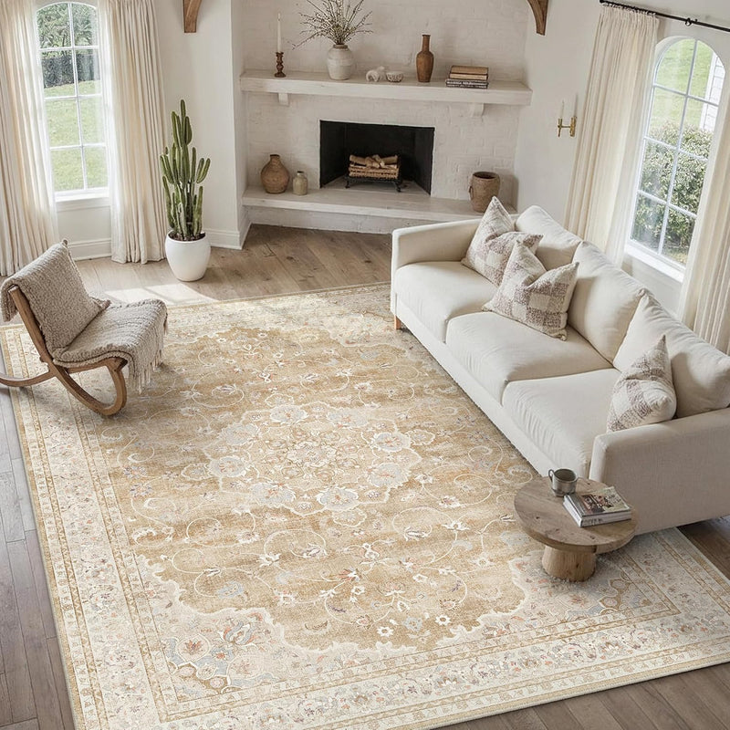Rugs Living Room Vintage Machine Washable Non