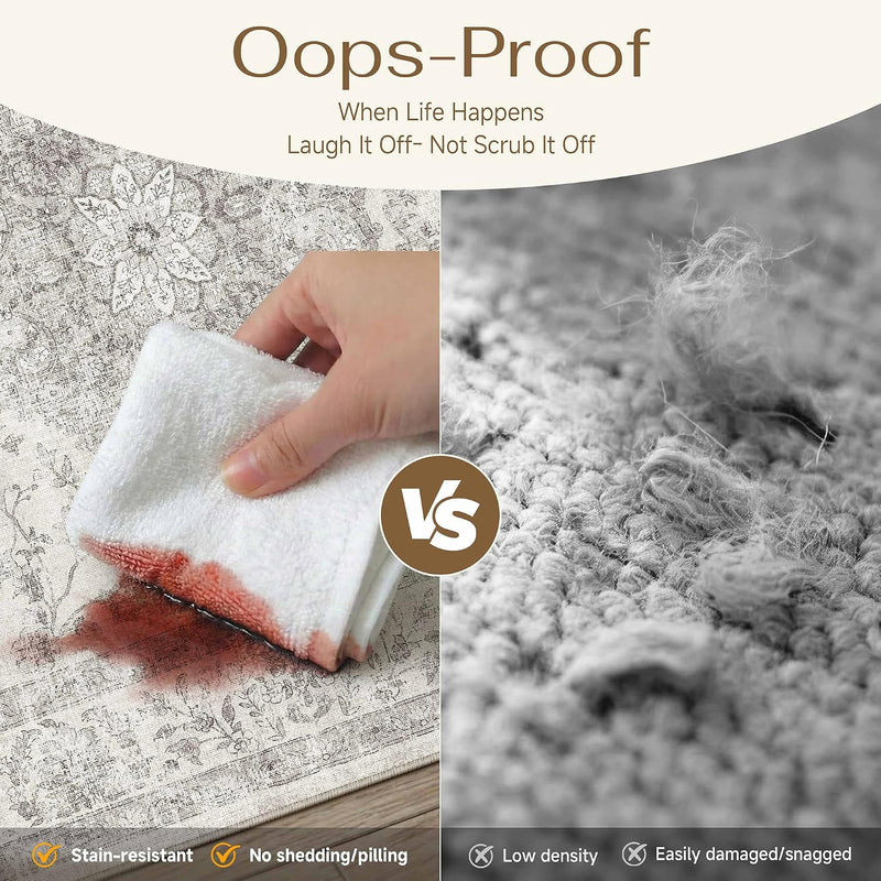 Rugs Living Room Vintage Machine Washable Non