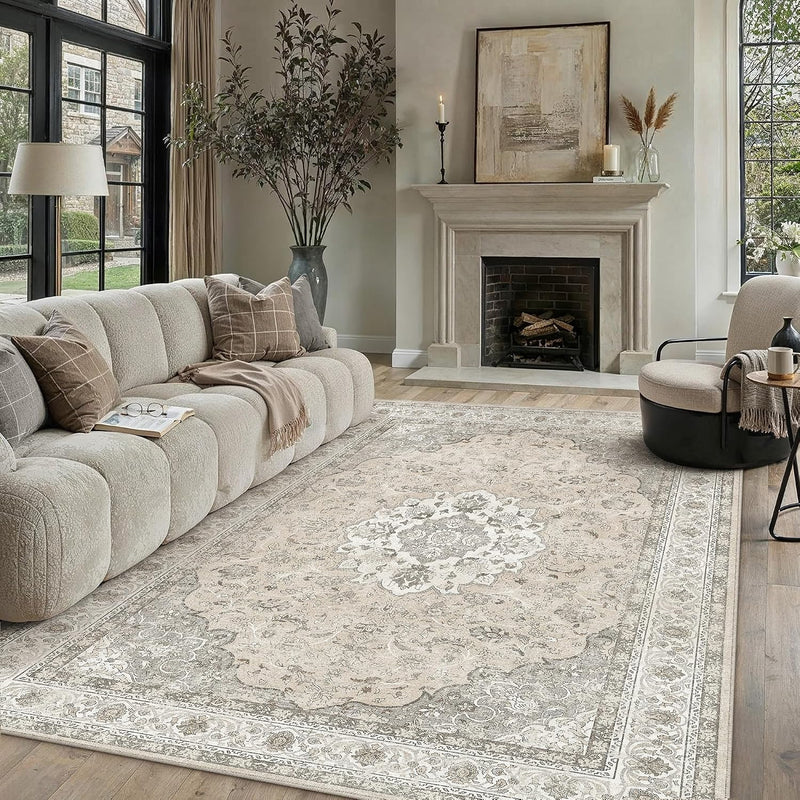 Rugs Living Room Vintage Machine Washable Non