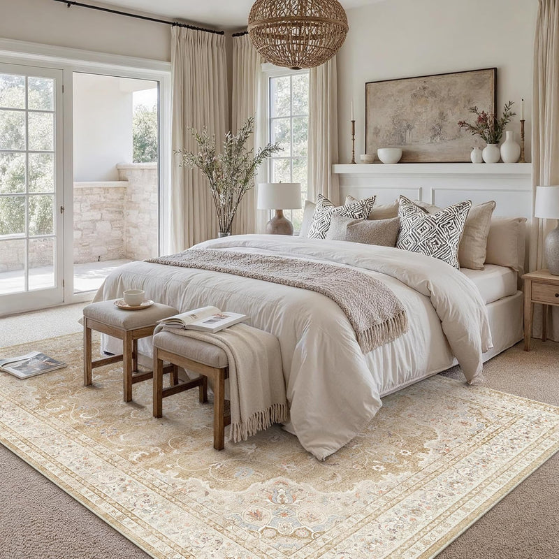 Rugs Living Room Vintage Machine Washable Non