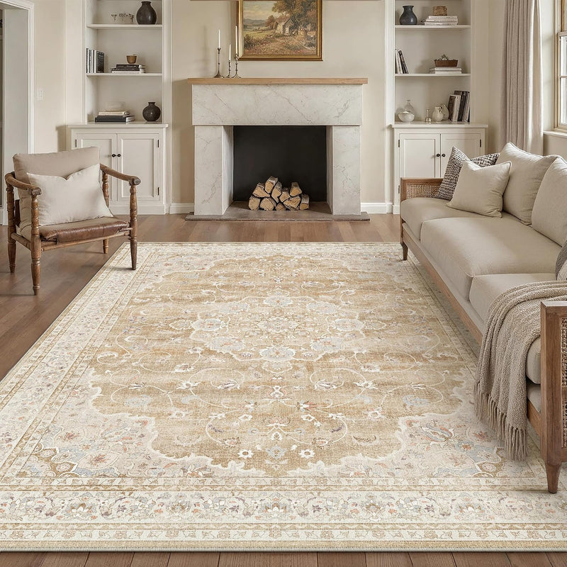 Rugs Living Room Vintage Machine Washable Non