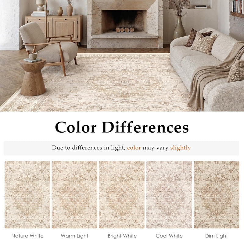 Rugs Living Room Vintage Machine Washable Non