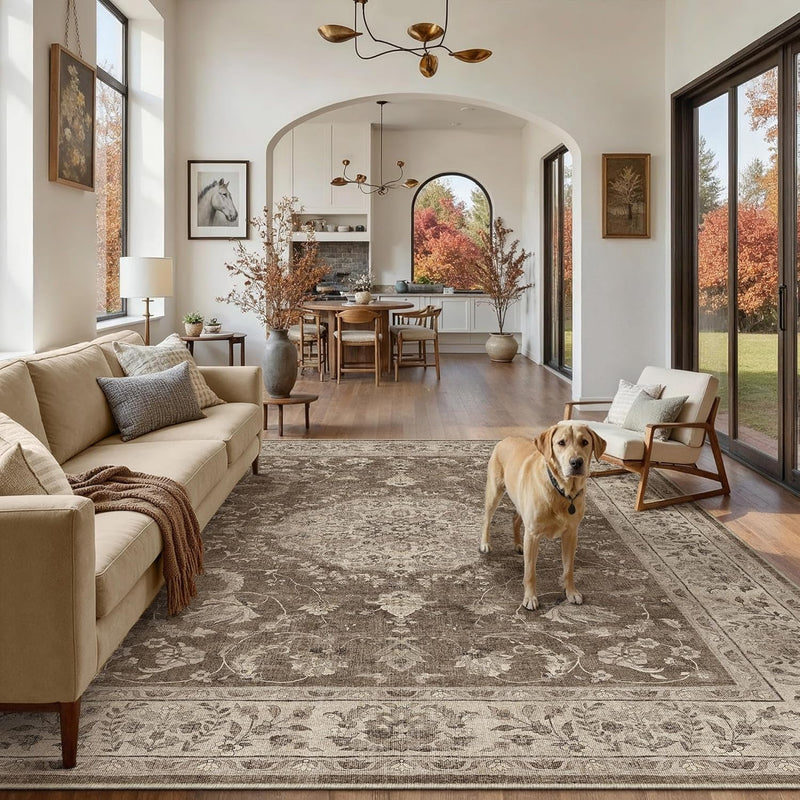Rugs Living Room Vintage Machine Washable Non