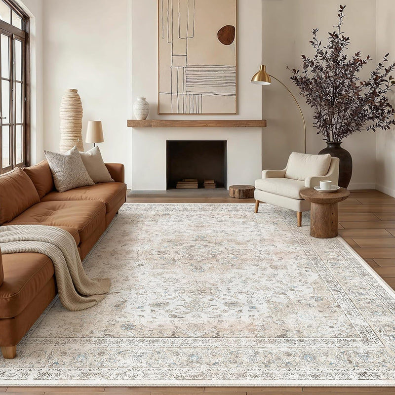 Rugs Living Room Vintage Machine Washable Non