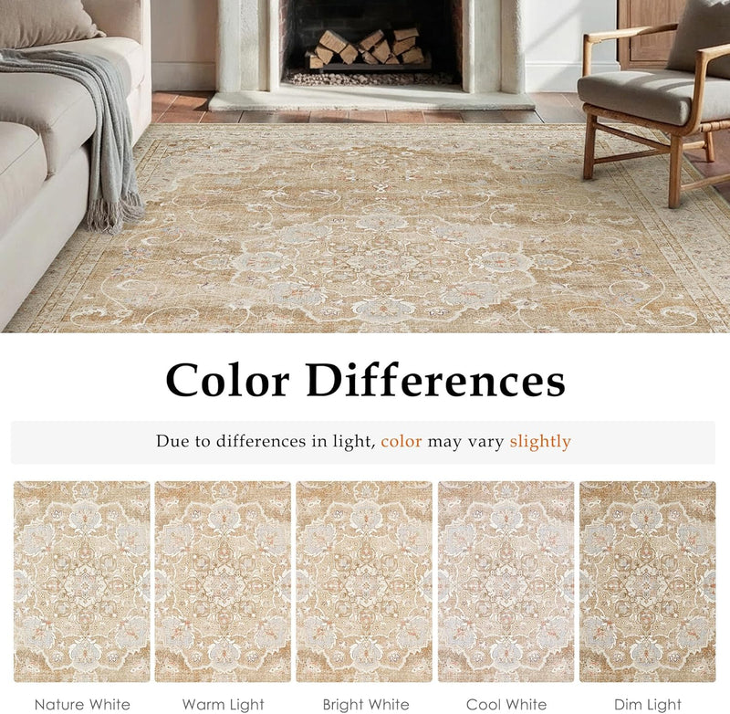 Rugs Living Room Vintage Machine Washable Non