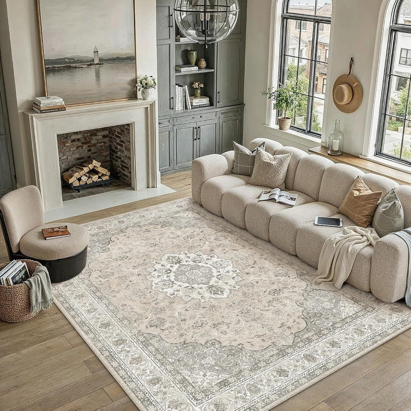 Rugs Living Room Vintage Machine Washable Non