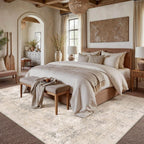 Rugs Living Room Washable Abstract Carpet Beigebrown