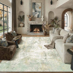 Rugs Living Room Washable Abstract Carpet Beigebrown