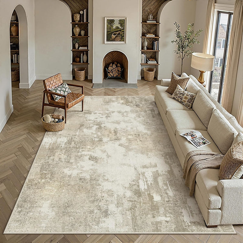 Rugs Living Room Washable Abstract Carpet Beigebrown