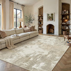 Rugs Living Room Washable Abstract Carpet Beigebrown
