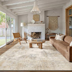 Rugs Living Room Washable Abstract Carpet Beigebrown