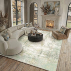 Rugs Living Room Washable Abstract Carpet Beigebrown