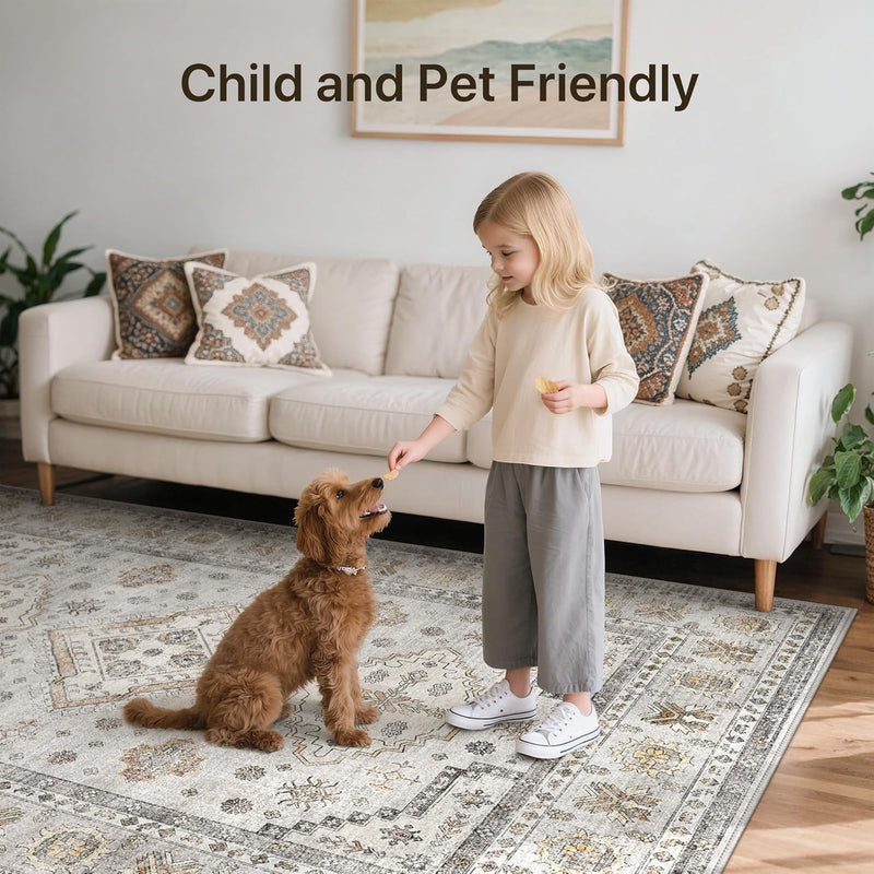 Washable Rug Non Slip Soft Living Room