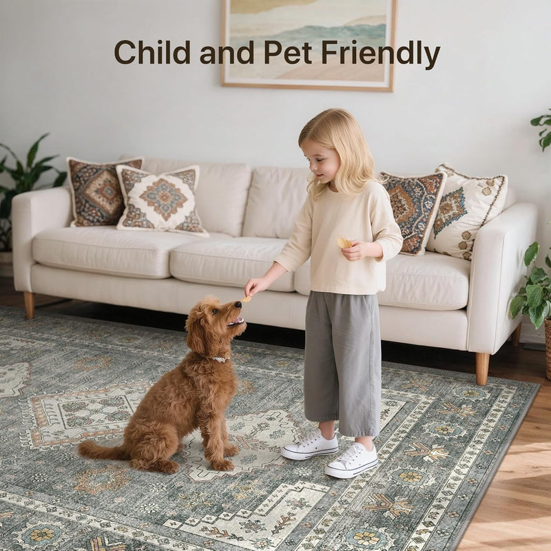 Washable Rug Non Slip Soft Living Room