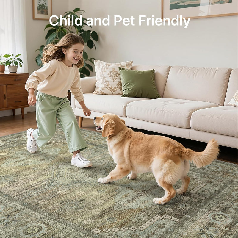 Washable Rug Non Slip Soft Living Room