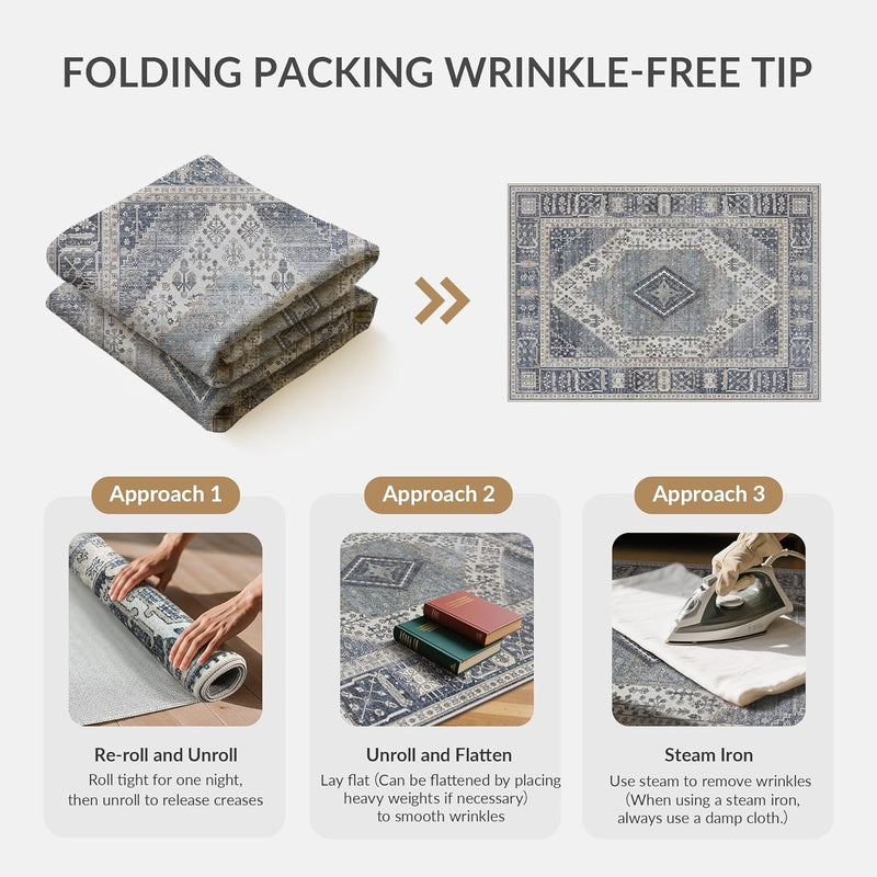 Rugs Living Room Washable Short Pile Sage